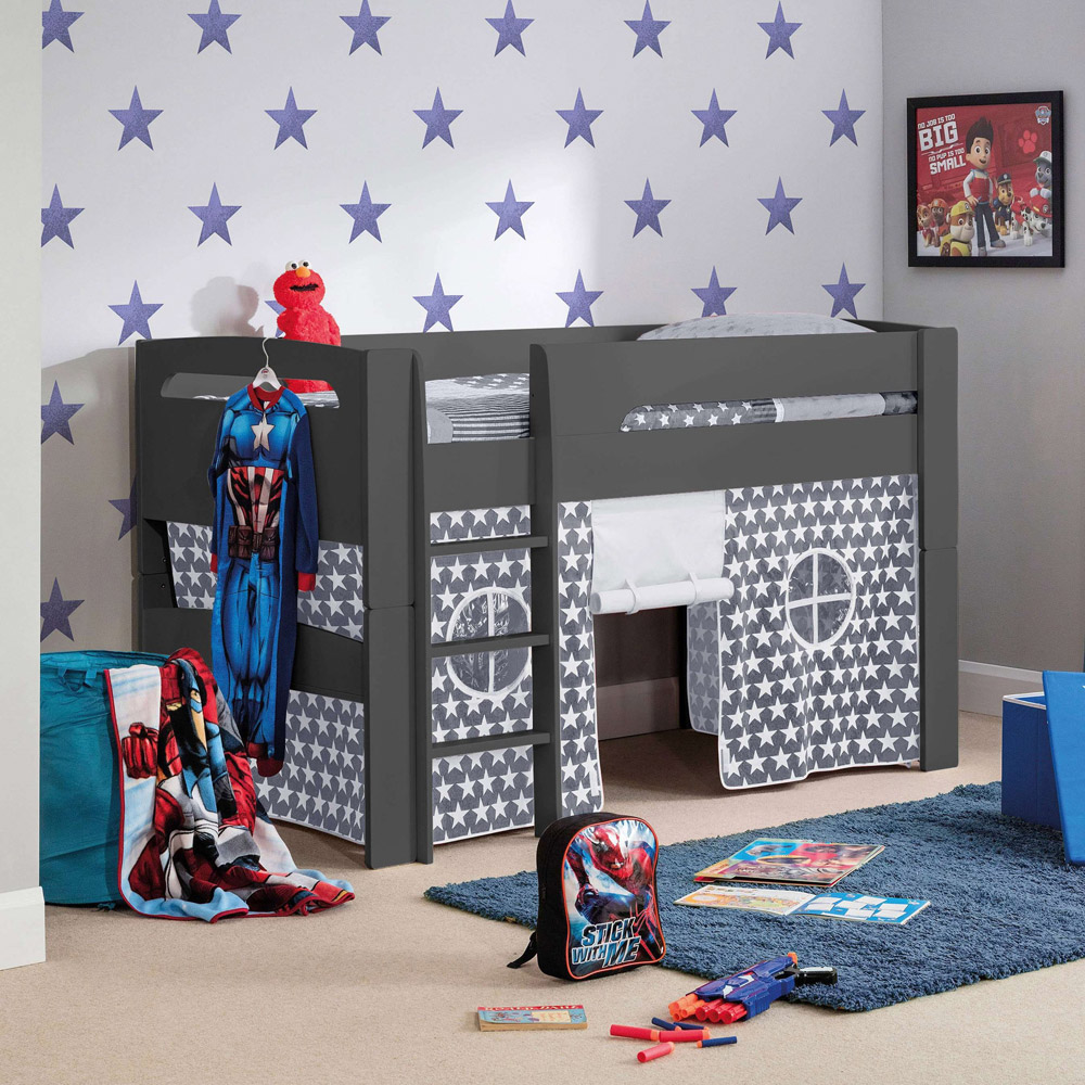 Julian Bowen Pluto Single Anthracite Mid Sleeper Bed with Grey Star Tent Image 6