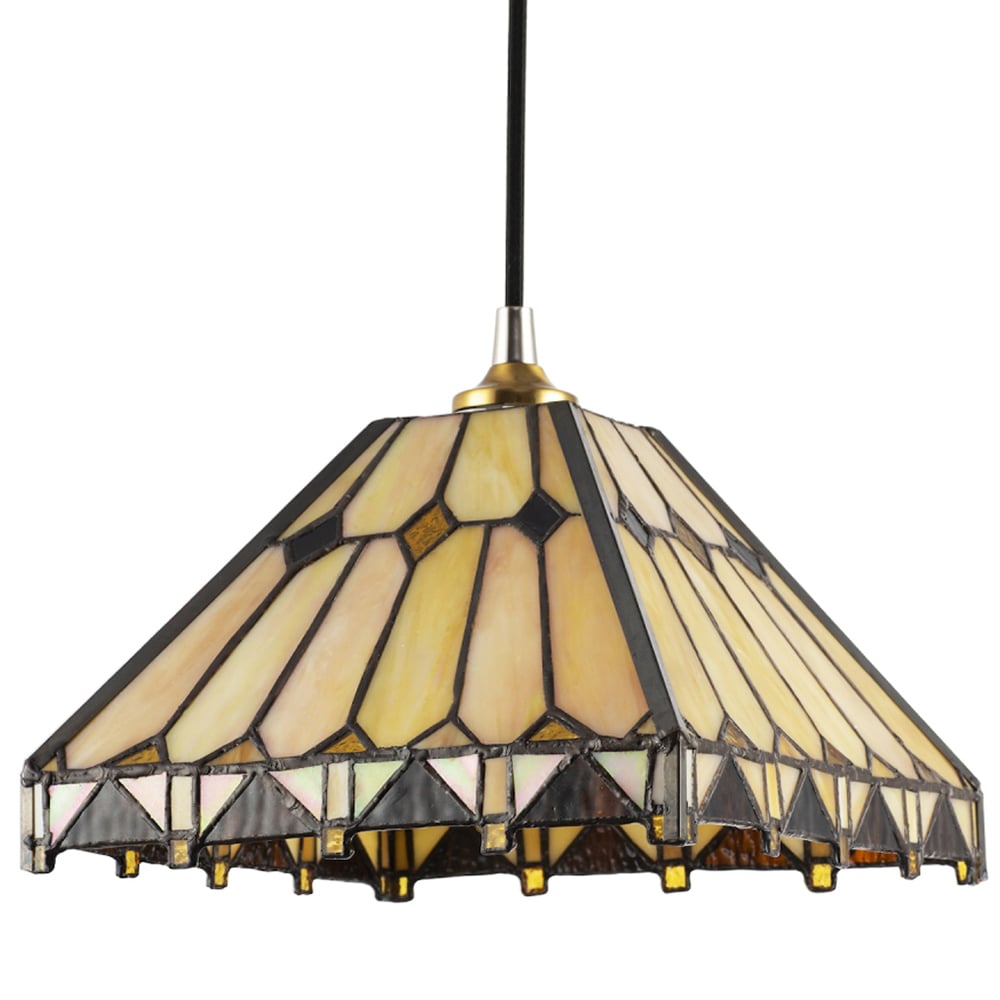 Happy Homewares Art Deco Amber Tiffany Pendant Shade Image 1