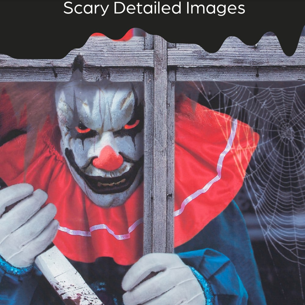 Benross Creepy Clown Halloween Window Backdrop 120cm Image 5