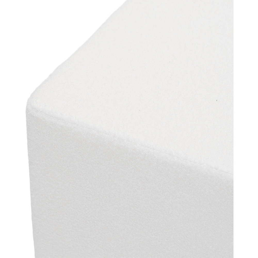 Living and Home White Teddy Fleece Upholstered Cube Footstool Image 3