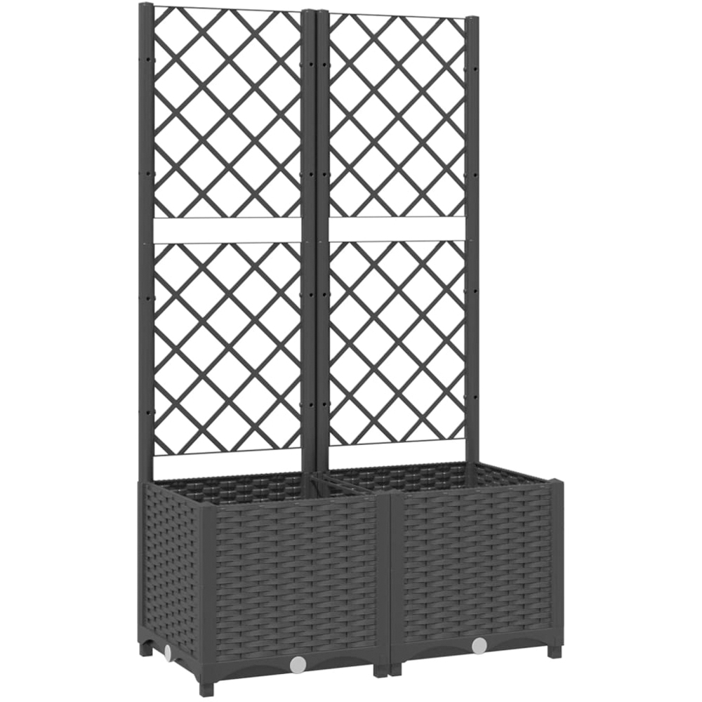 vidaXL Black Plastic Garden Planter with Trellis 80 x 40 x 136cm Image 1