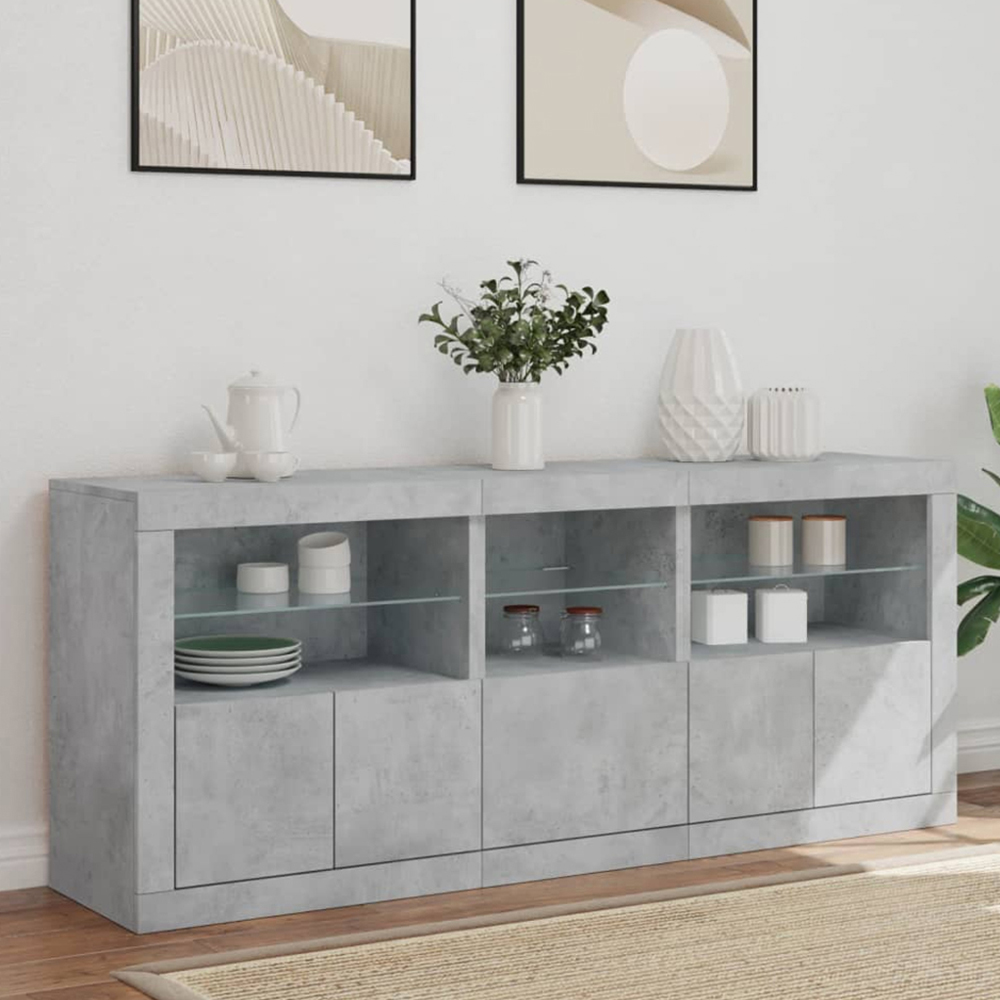vidaXL 5 Door 6 Shelf Concrete Grey Sideboard Image 1