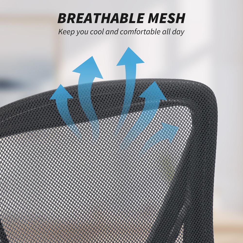 Portland Black Mesh Height Adjustable Office Chair with Lumbar Support Image 5