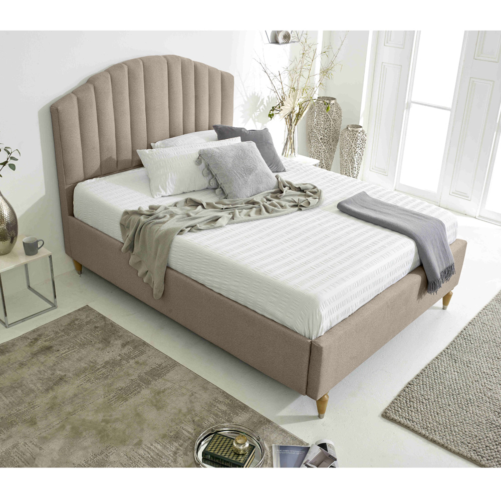 Eleganza Henrik Single Mink Arlington Fabric Bed Frame with Curved Headboard Image 7