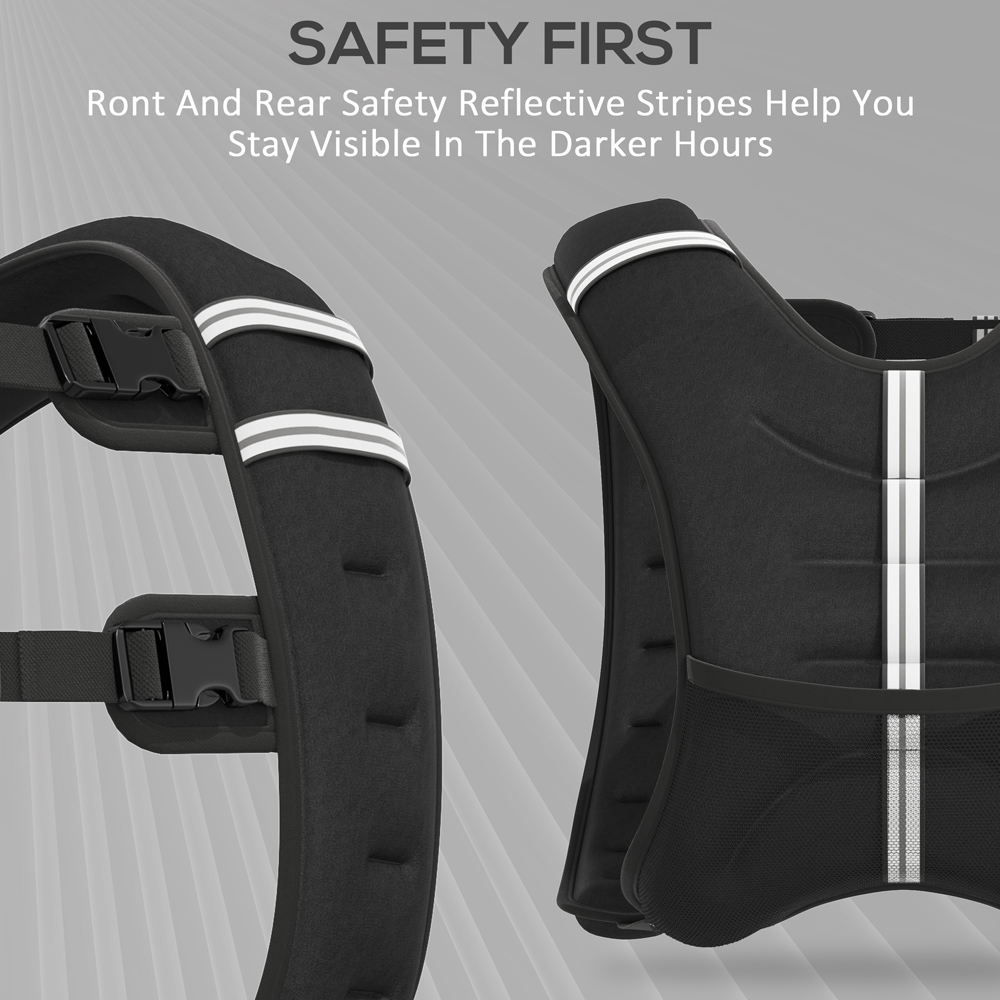 HOMCOM 8kg Adjustable Weighted Vest with Pocket and Reflective Strips Image 7