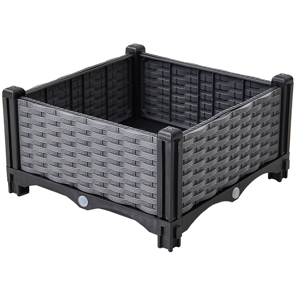 Living and Home Grey and Black Plastic Rattan Look Raised Garden Bed 22 x 40 x 40cm Image 1