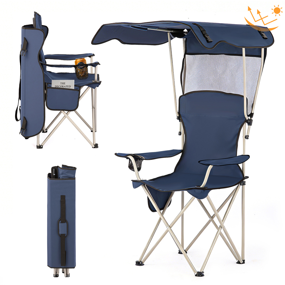 Willowmare Blue Portable Folding Camping Chair with Canopy Image 3