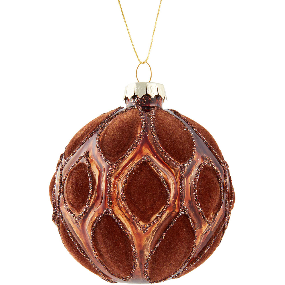 Hazel Flocked Detail Bauble Image 1