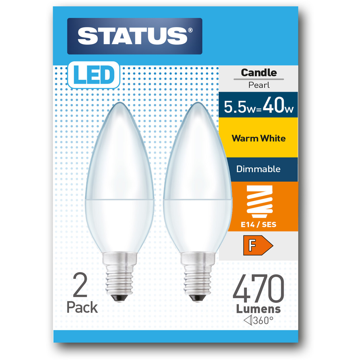 Pack of 2 5.5w LED Candle SES Pearl Image 1