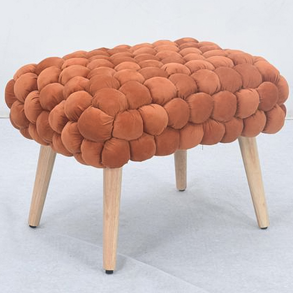 Artemis Home Cushla Brown Bubbly Velvet Small Footstool Image 1