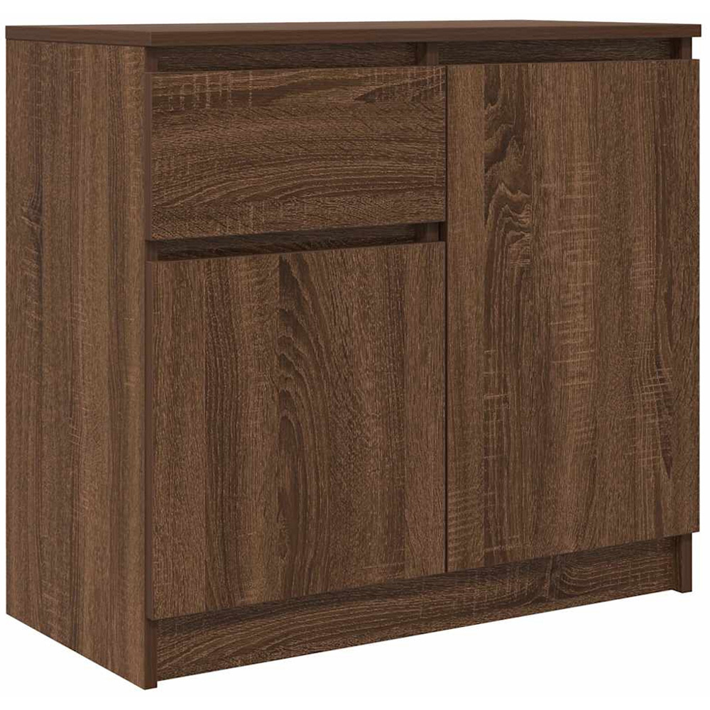 vidaXL 2 Door Single Drawer Brown Oak Sideboard Image 2
