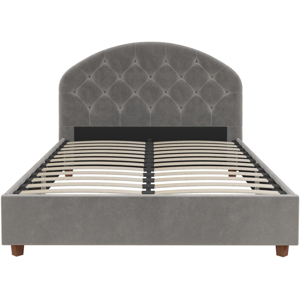 Dorel Aspen King Size Light Grey Velvet Upholstered Bed Frame Image 3