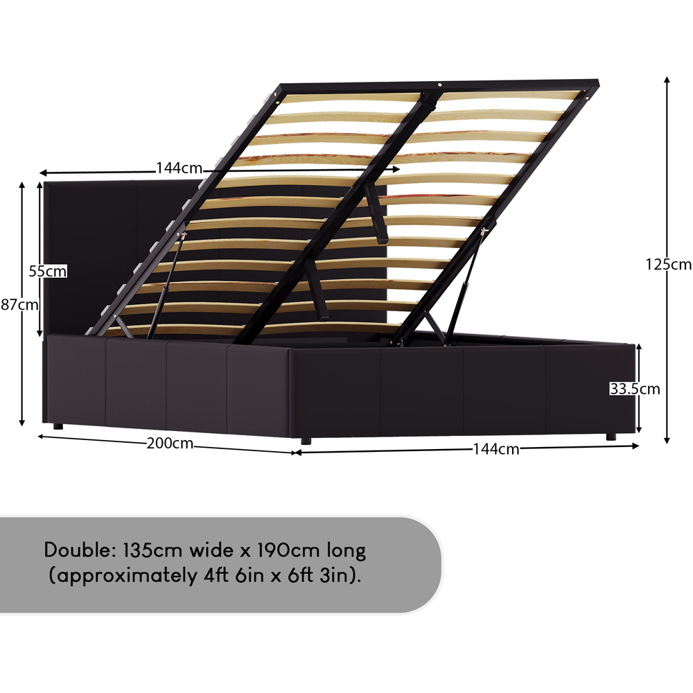 VIDA DESIGNS Lisbon Double Brown Faux Leather Ottoman Bed with Gel Memory Foam Mattress Image 9
