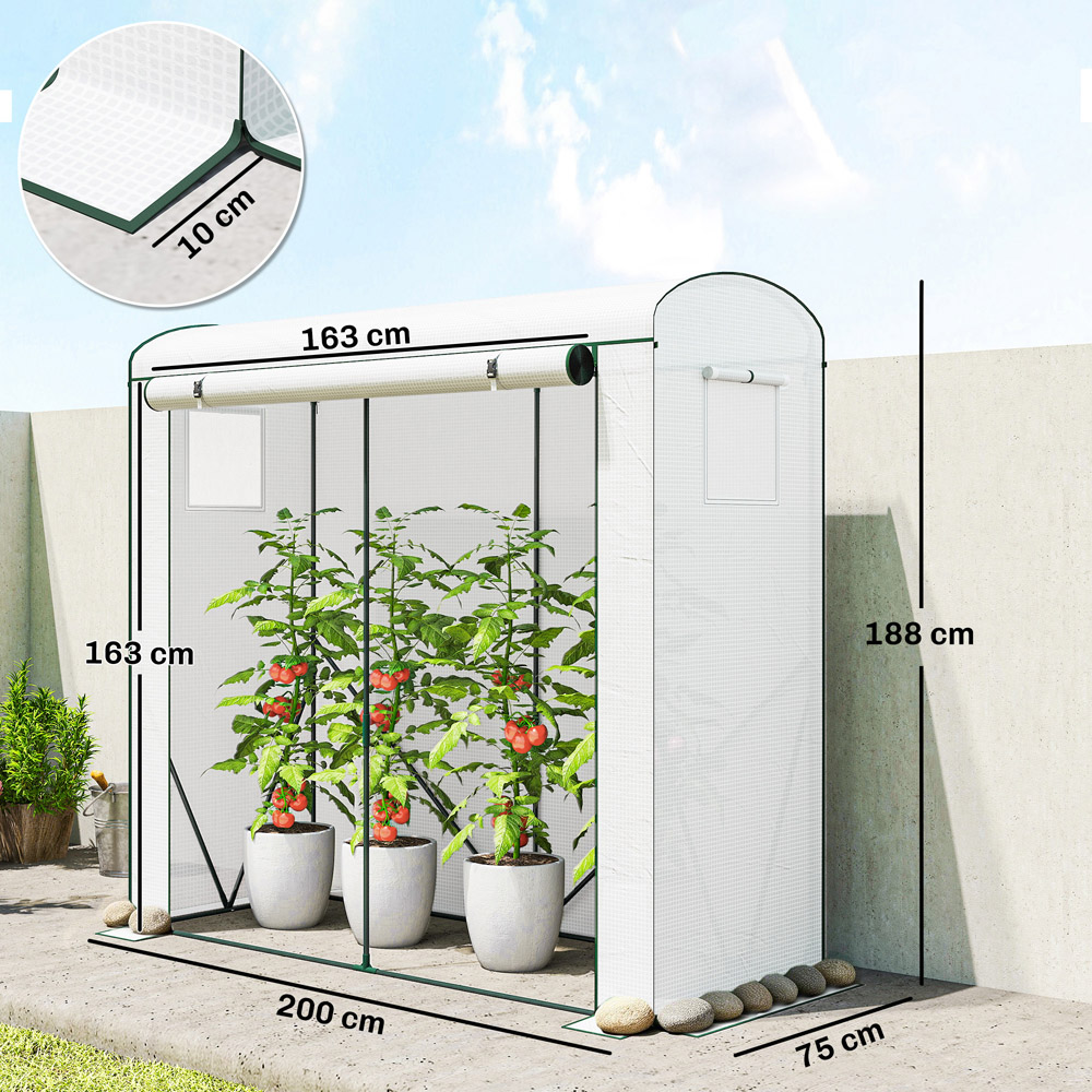 Outsunny White PE Cover Portable 6.5 x 2.4ft Greenhouse Image 9