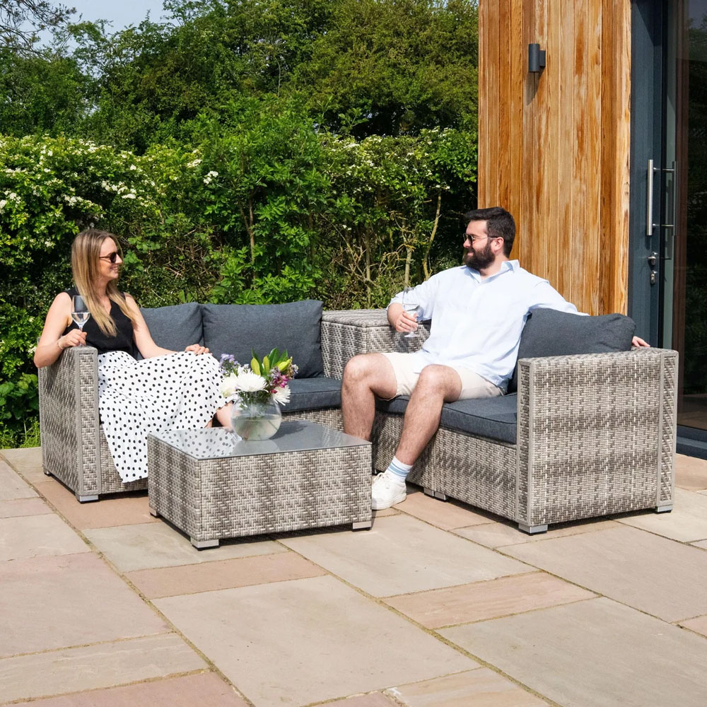 MonsterShop 6 Piece Grey Rattan Modular Furniture Set Image 3