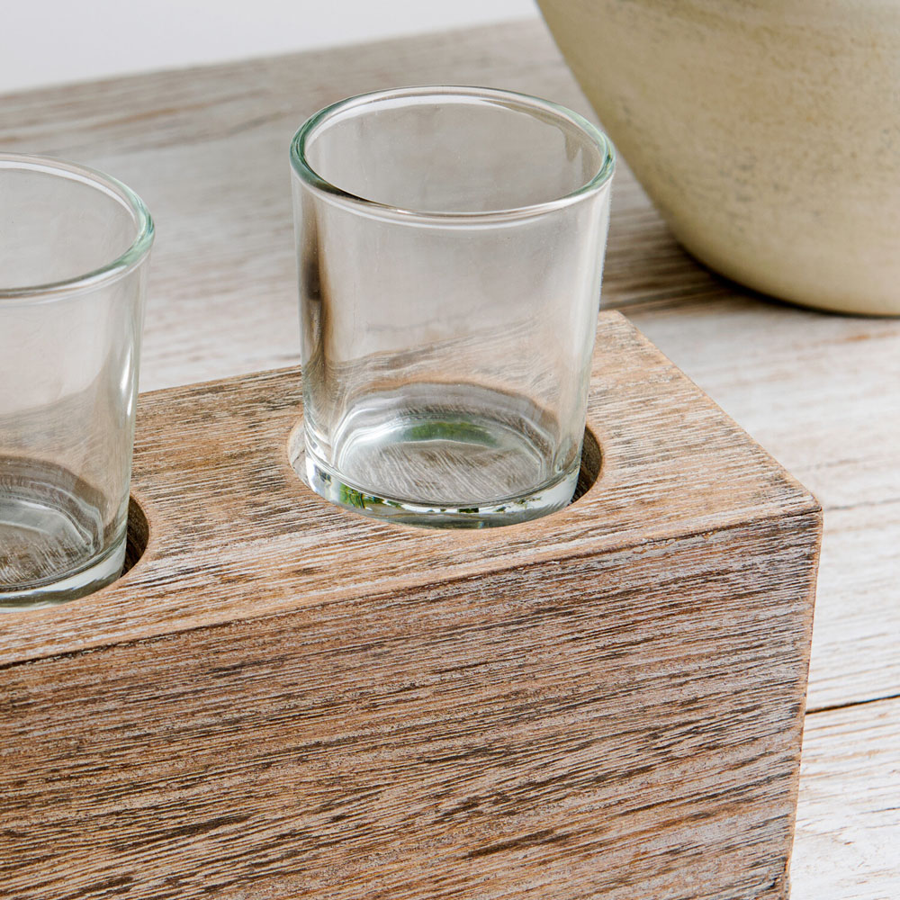 Wooden Tealight Candle Holder Set Brown Image 3