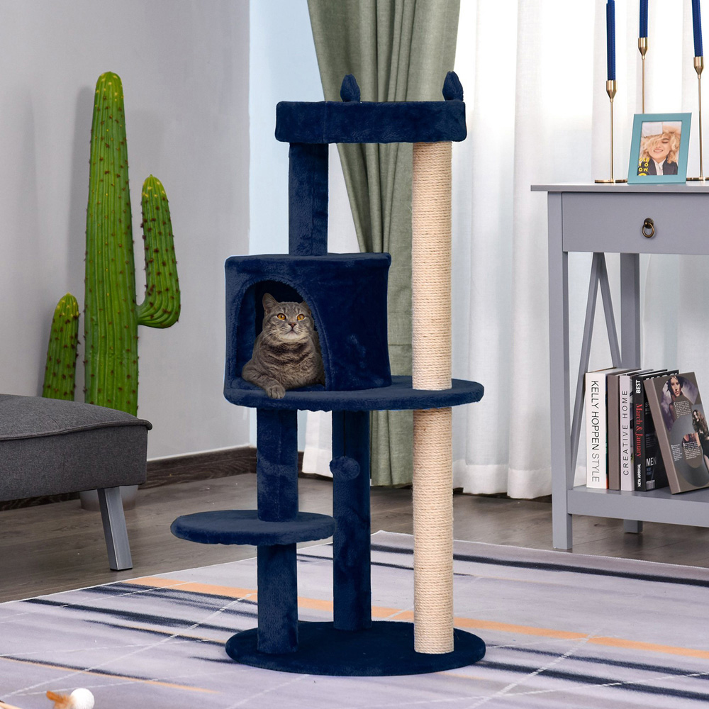 PawHut 104cm Royal Blue Cat Activity Tree Image 6