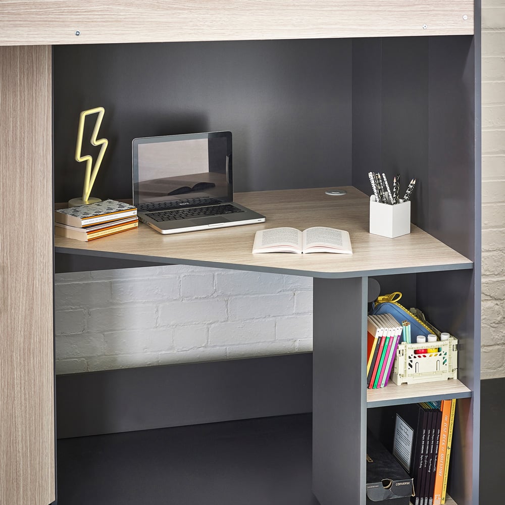 Julian Bowen Hercules Woodgrain and Anthracite High Sleeper with Storage Image 5