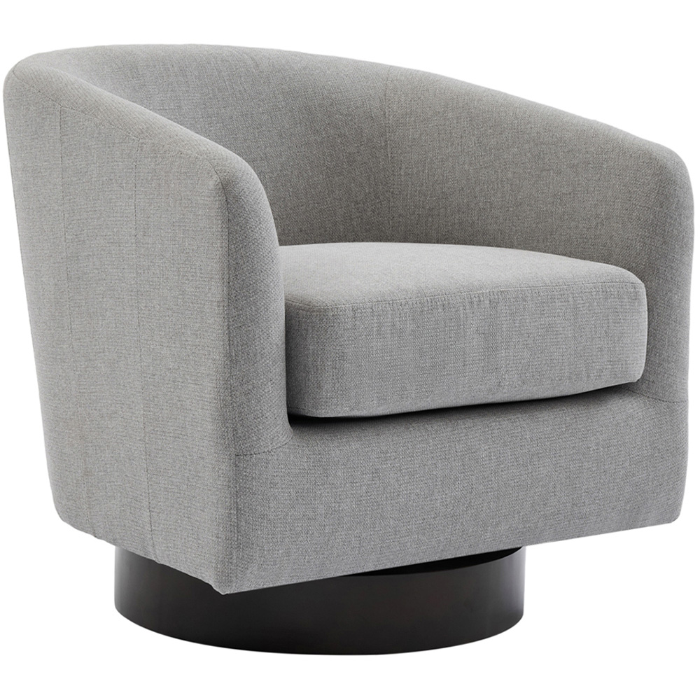 Living and Home Light Grey PU Leather Retro Swivel Armchair Image 2