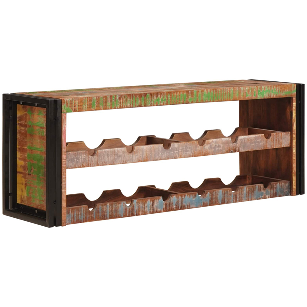 vidaXL 12 Bottle Brown Solid Reclaimed Wood Wall Mounted Wine Rack Image 1