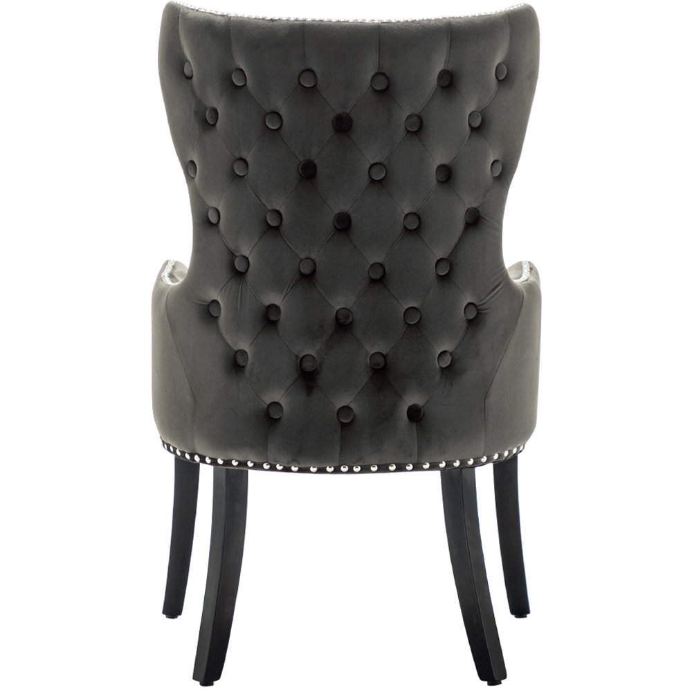 H&O Direct Coffee Vintage Velvet Studded Dining Chair Image 3