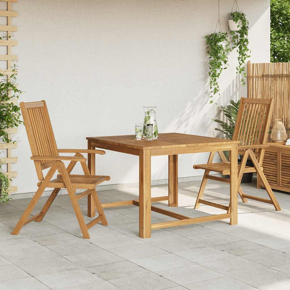 Walplus Set of 2 Solid Acacia Wood Brown Folding Chair Image 7
