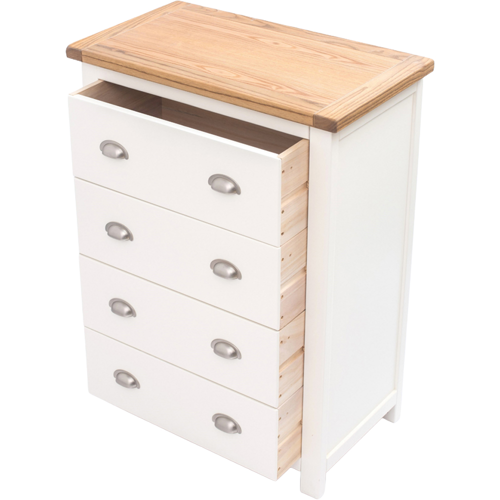 Cabinet Bits Lovere 4 Drawer Off White Chrome Cup Handle Chest of Drawers Image 5