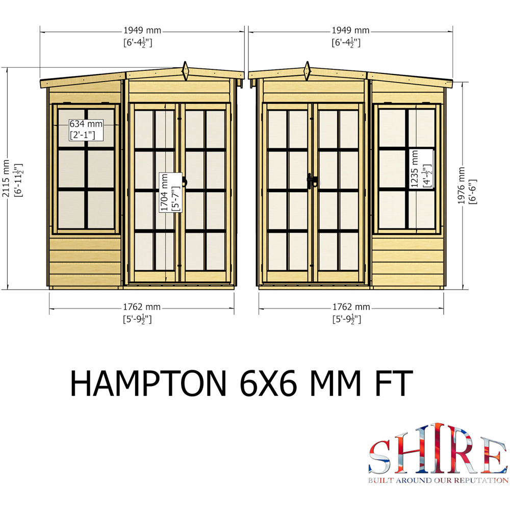 Shire Hampton 6 x 6ft Shiplap Pent Garden Corner Summerhouse Image 9
