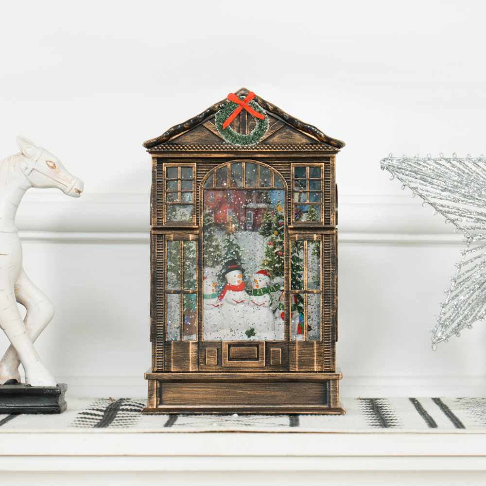 Everglow Bronze Tone with Light Christmas Snow Globe Lantern Image 4