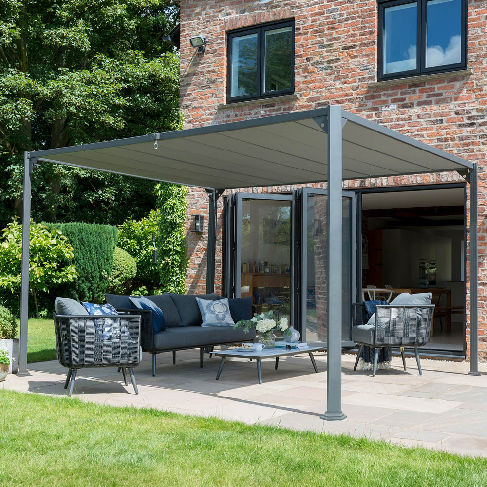 Norfolk Collection Pandora 3 x 3.6m Multi-Directional Leaf Roof Gazebo with Handle Image 6
