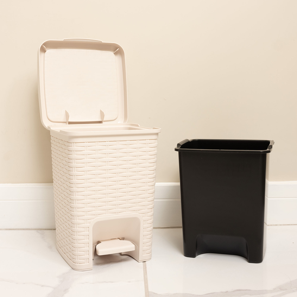 Addis Beige Rattan Bath Pedal Bin Image 5