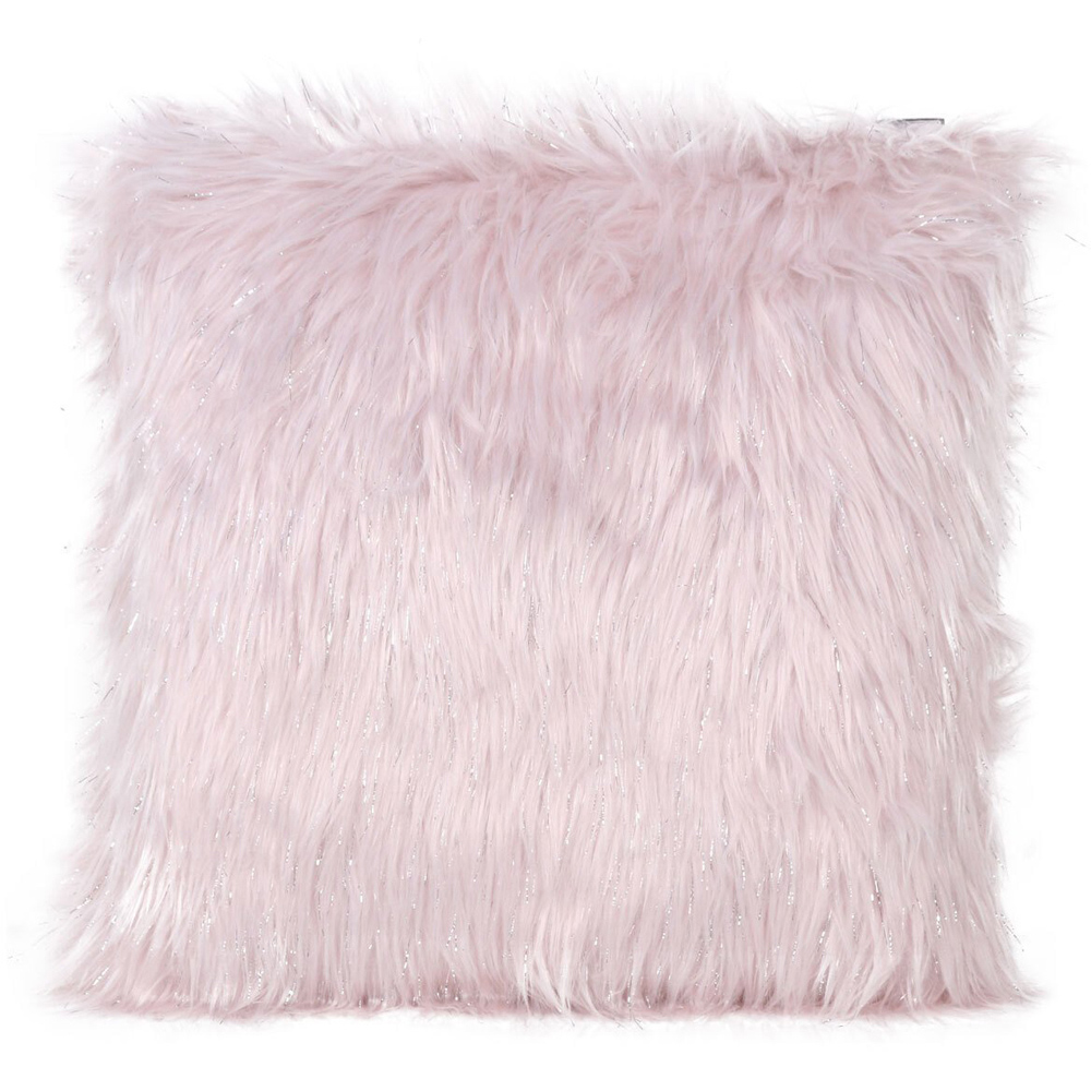 Metallic Faux Fur Cushion - Pink Image