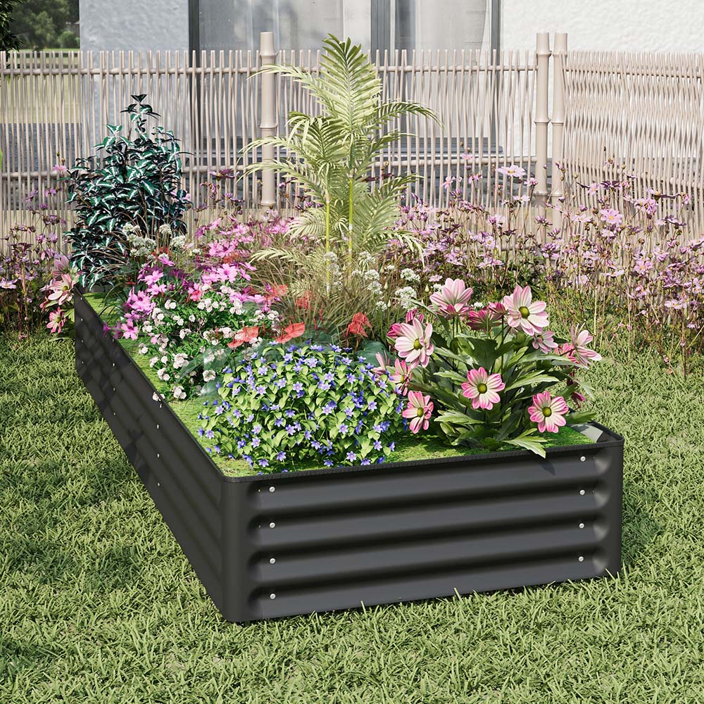 Living and Home Black Rectangular Galvanised Steel Raised Garden Bed 240 x 90cm Image 7