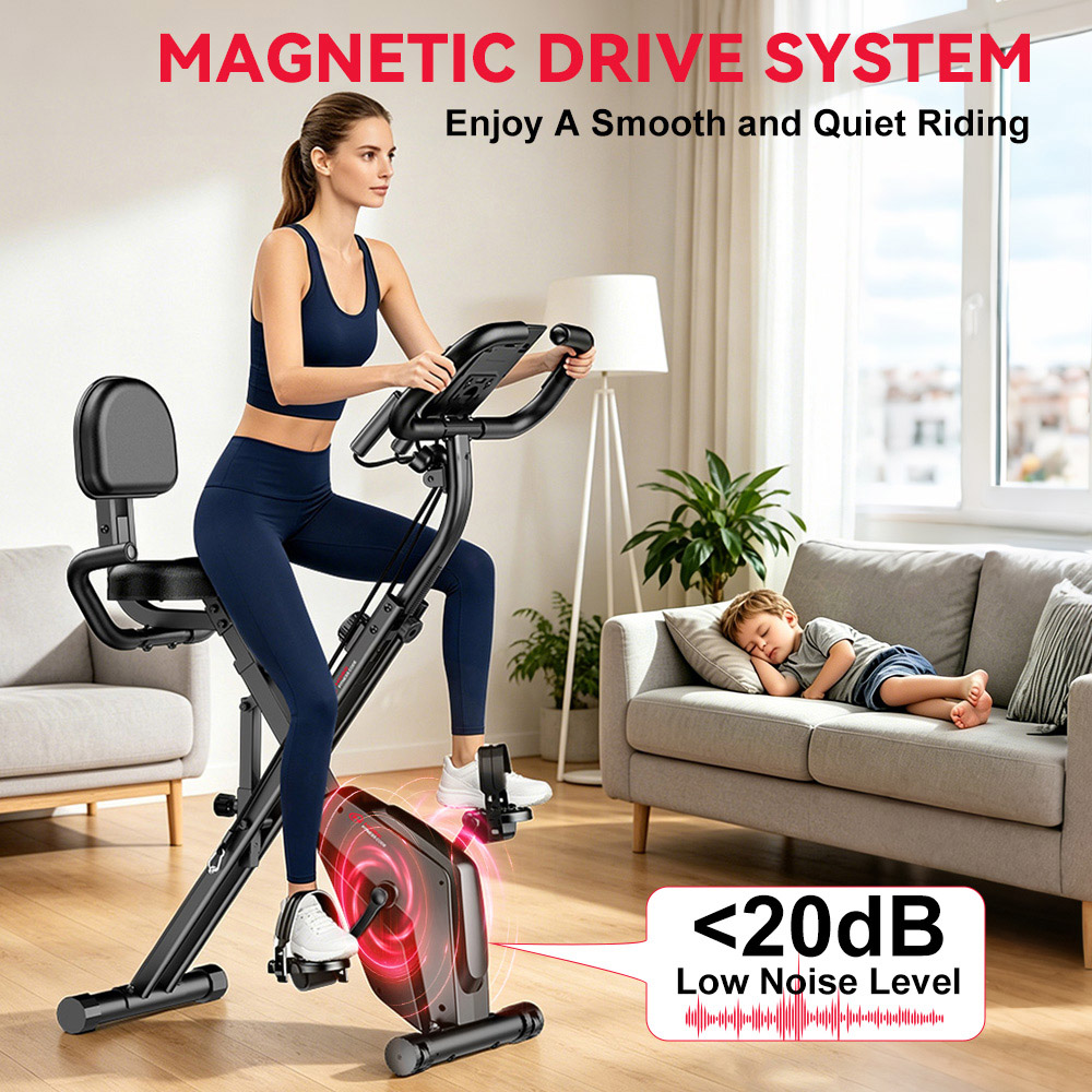 Rattrix Black Magnetic Resistance Foldable Exercise Bike Image 5