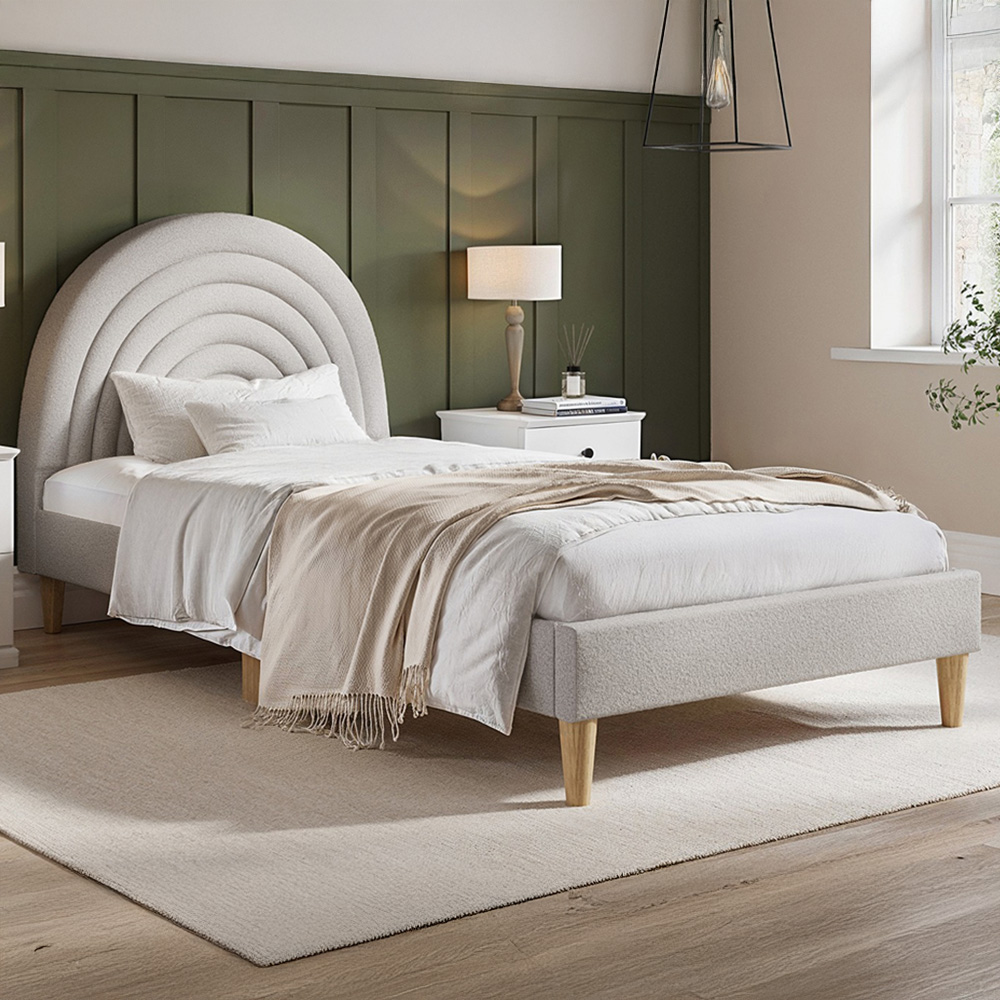 Flair Ava Single Grey Boucle Fabric Bed Image 1