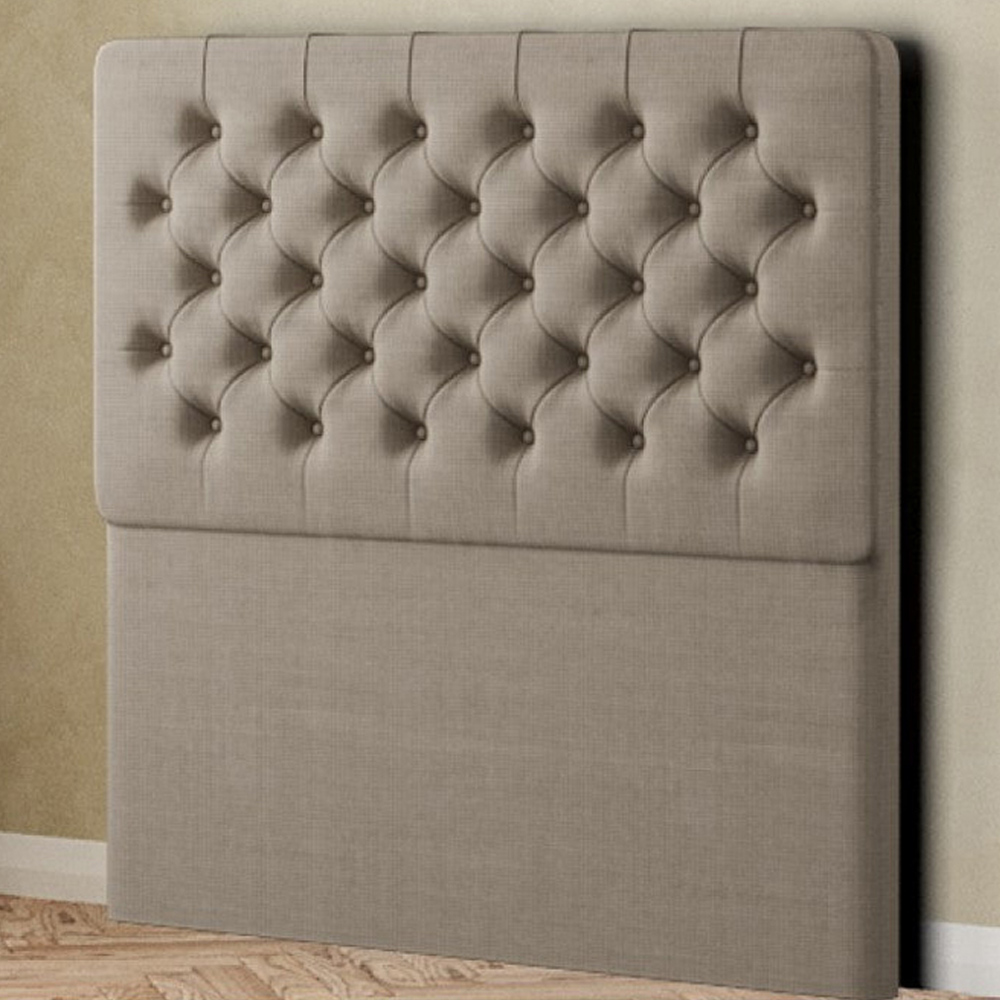 Eleganza Winchester King Beige Linen Floor Standing Headboard Image 1