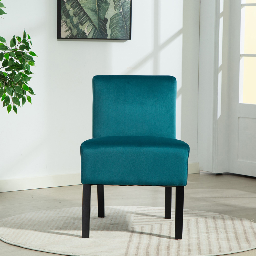 Artemis Home Valina Velvet Fabric Teal Accent Chair Image 2