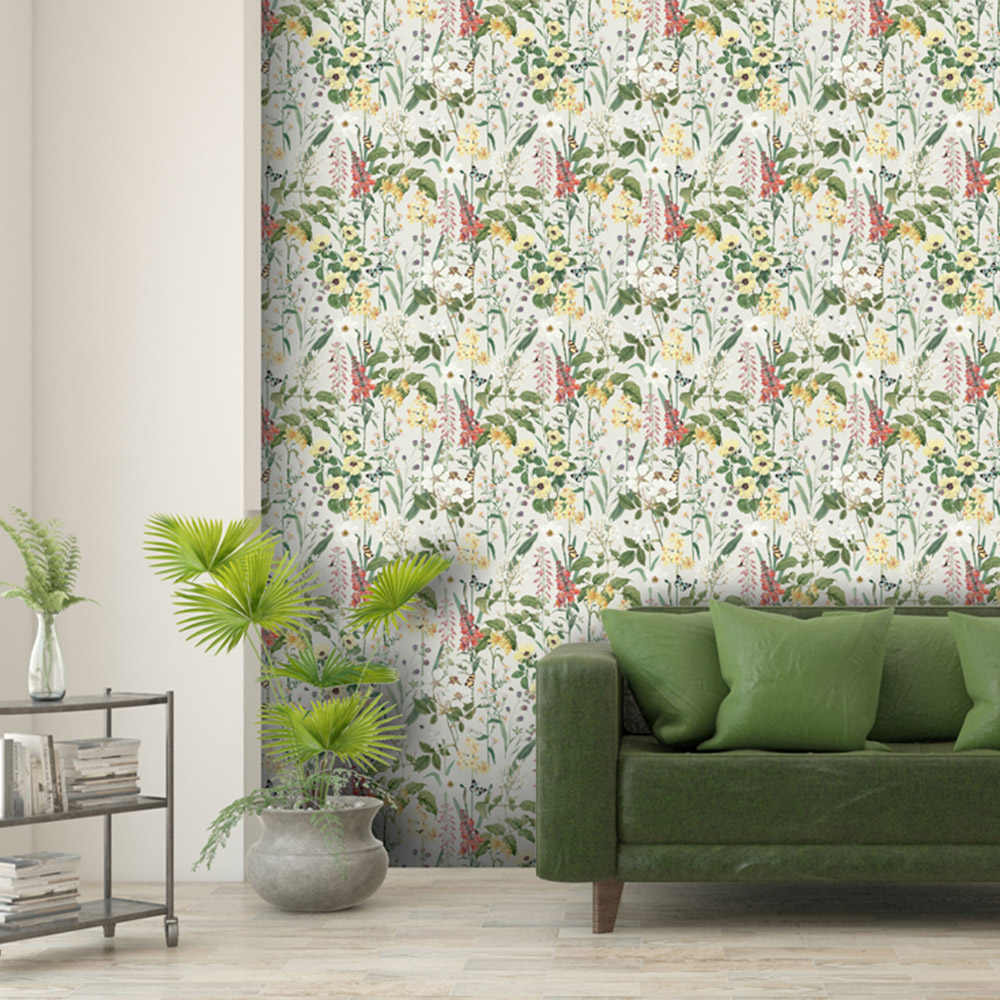RHS Flower Medley Cream Wallpaper Image 3