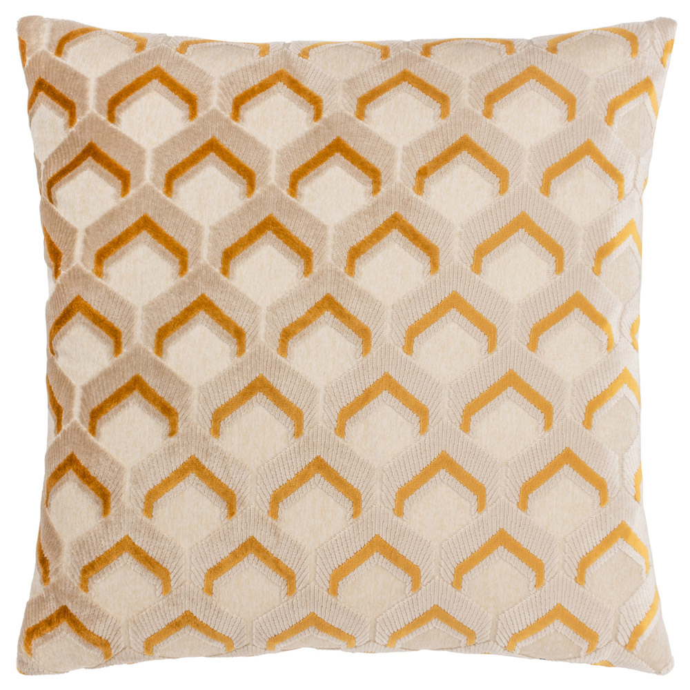 Paoletti Ledbury Gold Velvet Jacquard Cushion Image 1