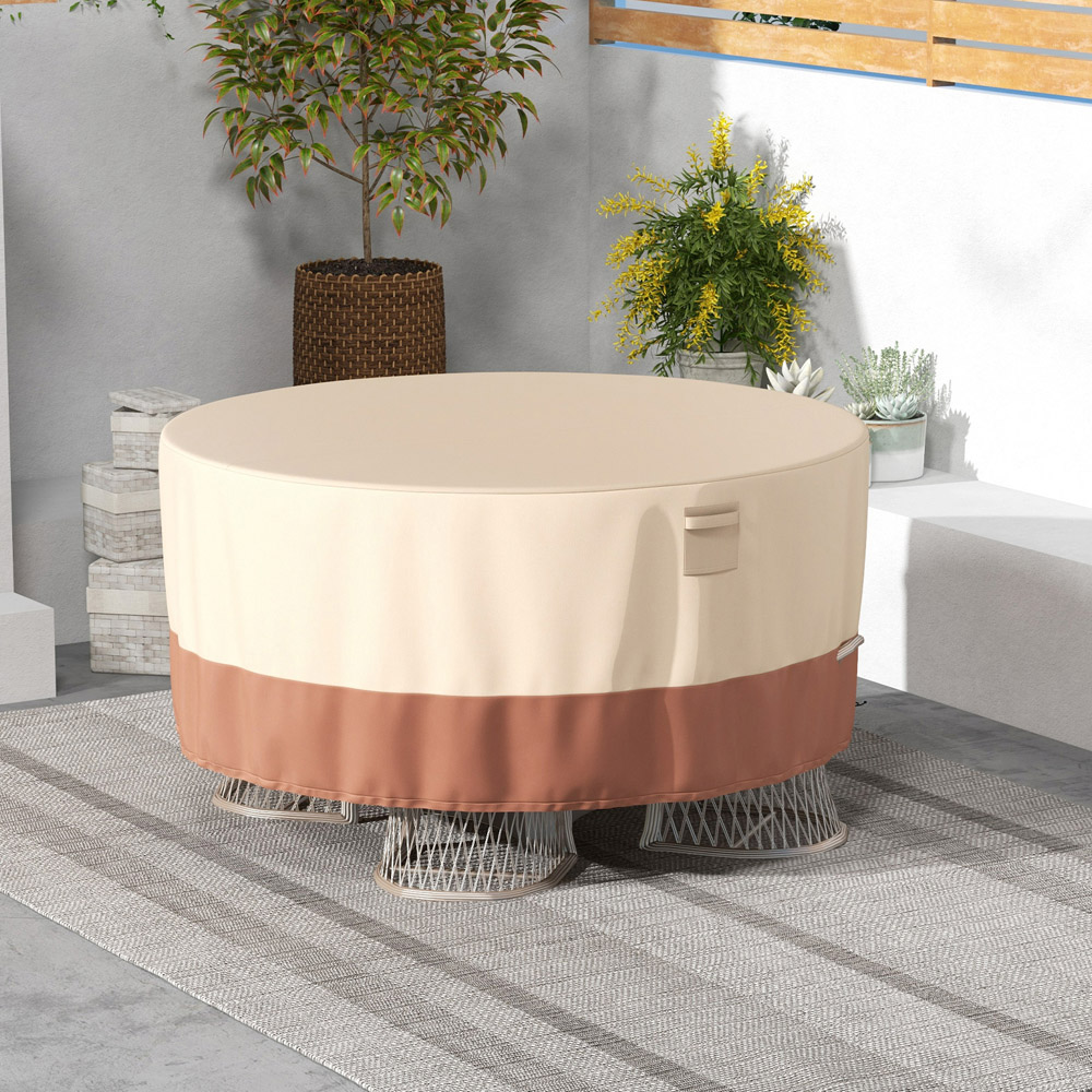 Costway Beige Large Round Patio Furniture Cover Image 3