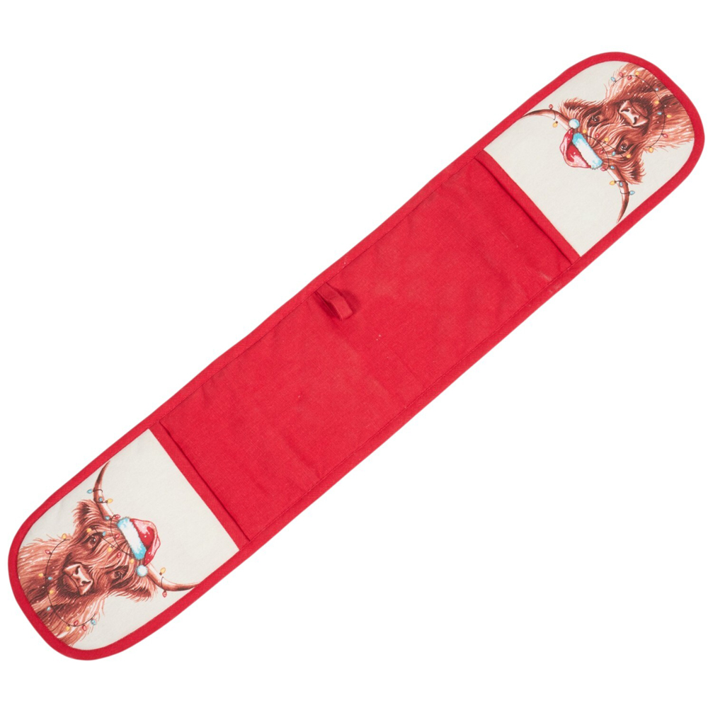 Christmas Highland Cow Double Oven Glove Red Image 2