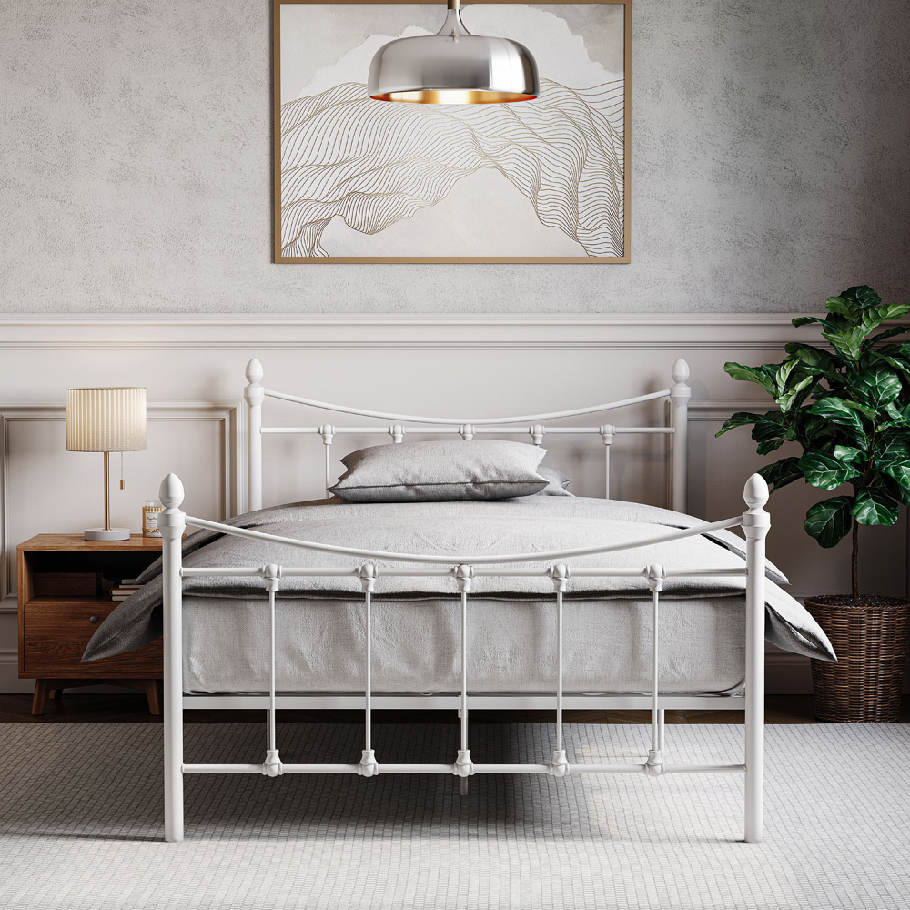 Vida Designs Paris Small Double White Metal Bed Frame Image 4
