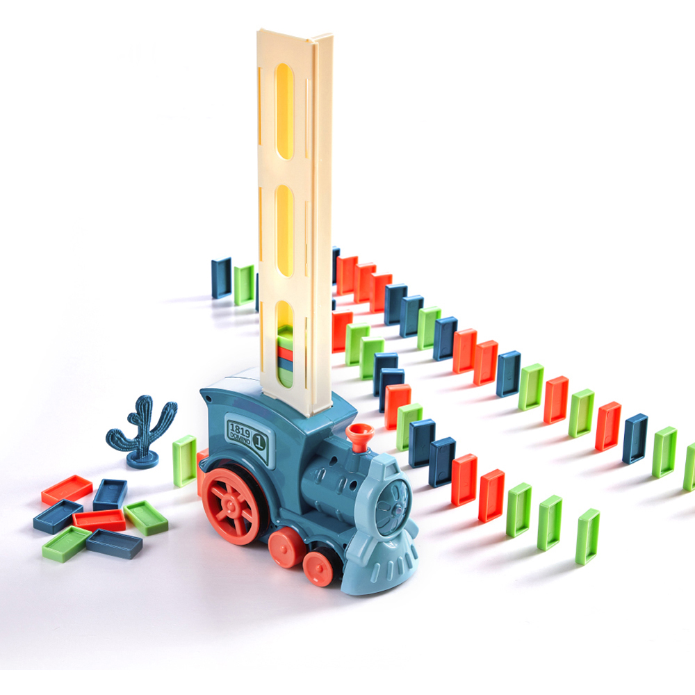 H&O Direct Kids Blue Automatic Domino Laying Train Toy with Sound Image 4