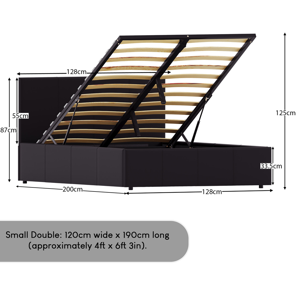 VIDA DESIGNS Lisbon Small Double Black Faux Leather Ottoman Bed with Gel Memory Foam Mattress Image 9