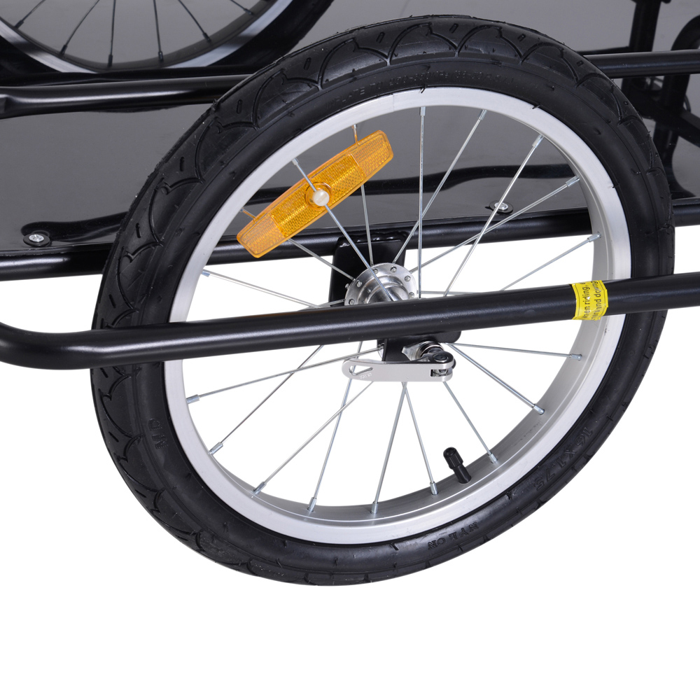 HOMCOM Black Foldable Bicycle Cargo Trailer with Hitch Image 5