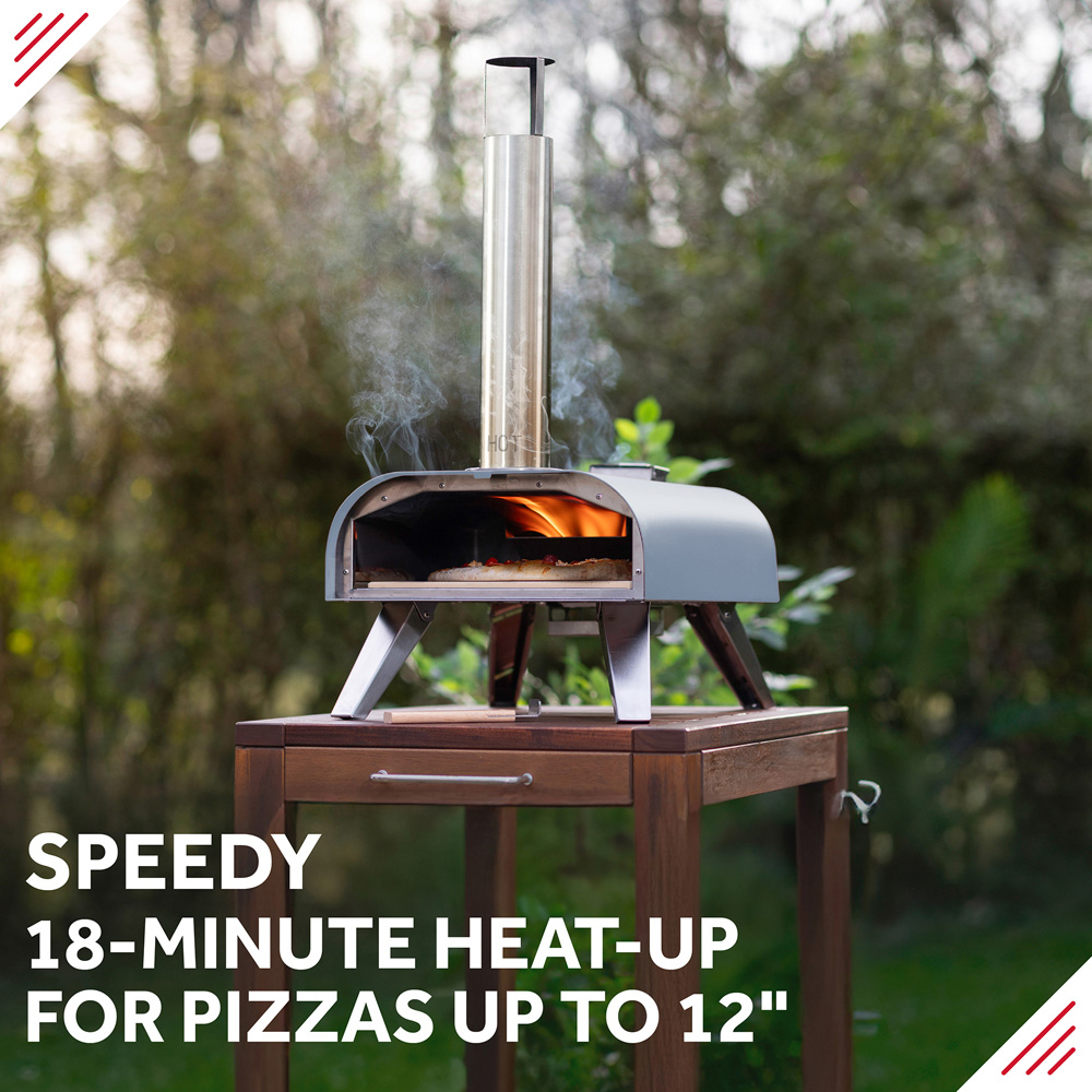 George Foreman Grey 12 inch Wood Pellet Outdoor Pizza Oven with Carry Bag and Paddle Image 3