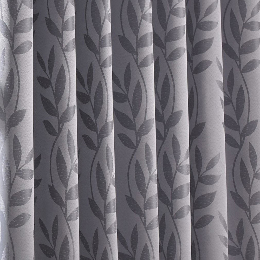 Alan Symonds Dupion Green Leaf Jacquard Ring Top Eyelet Curtains 168 x 137cm Image 4