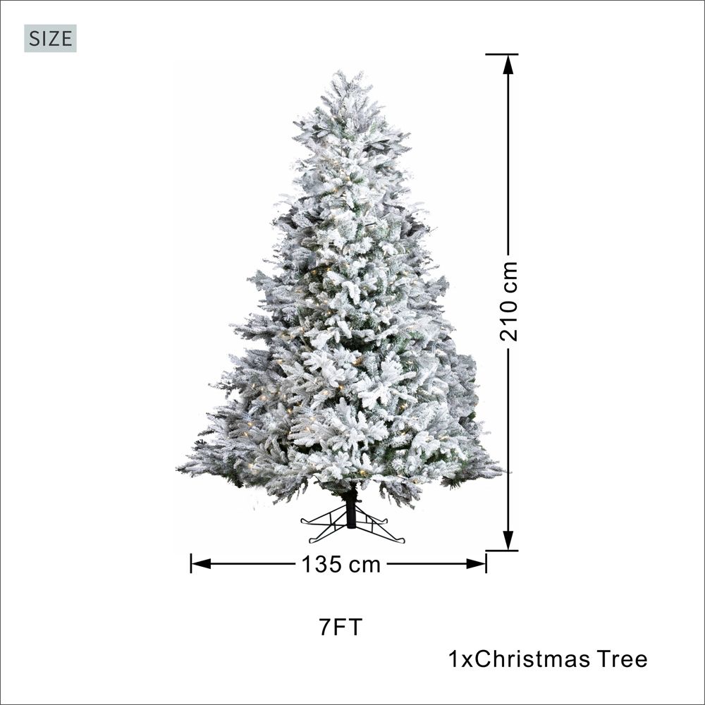 Abrihome 450 RGB LED Pre-Lit Noble Fir Snow Covered Artificial Christmas Tree with 1074 Tips 7ft Image 9
