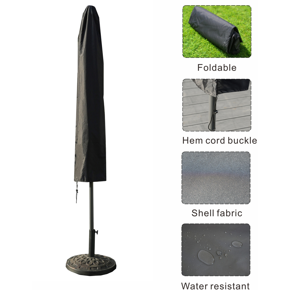 Direct Wicker Black Garden All Weather Parasol Cover Image 6