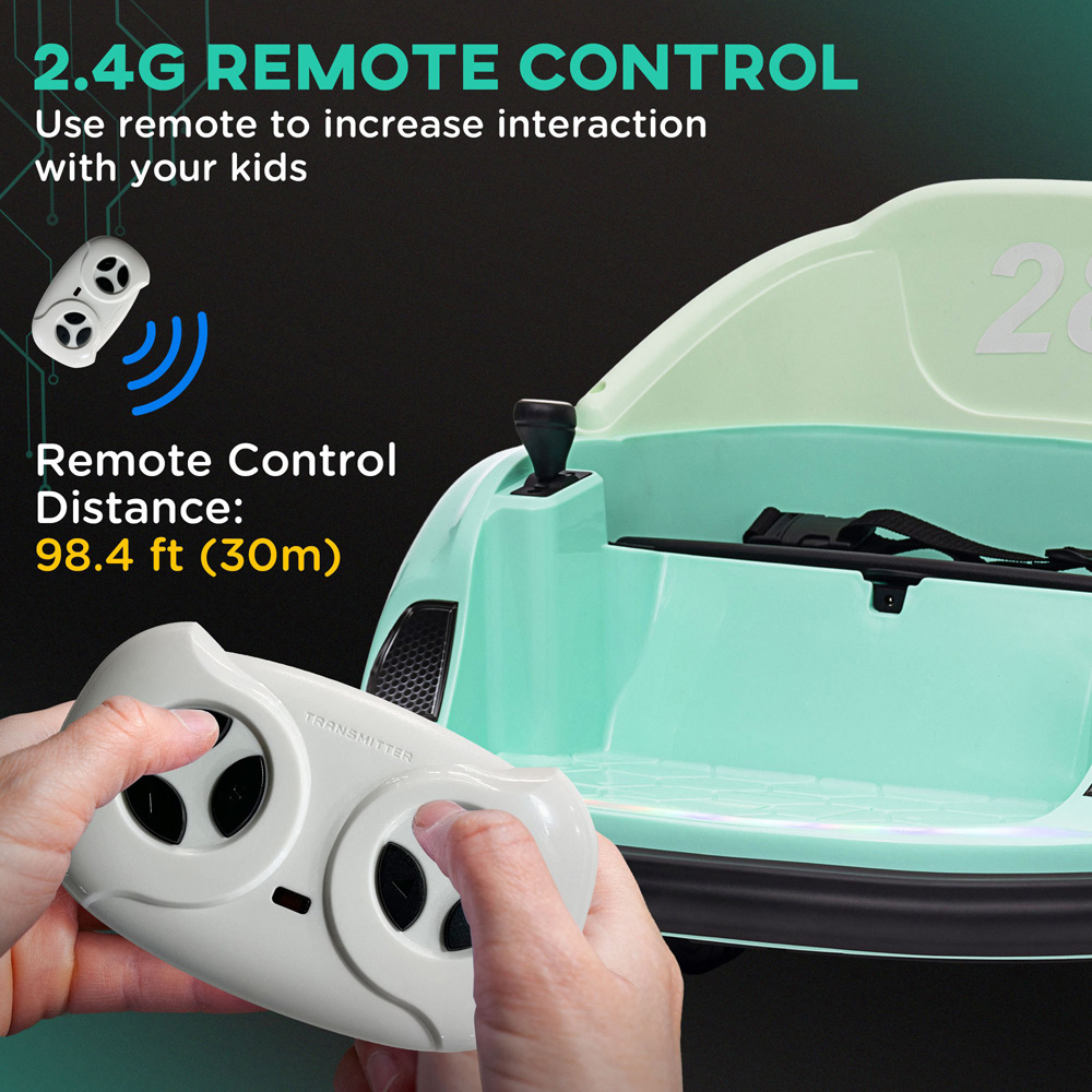 AIYAPLAY Kids Green Rotatable Bumper Car with Remote Control Image 6